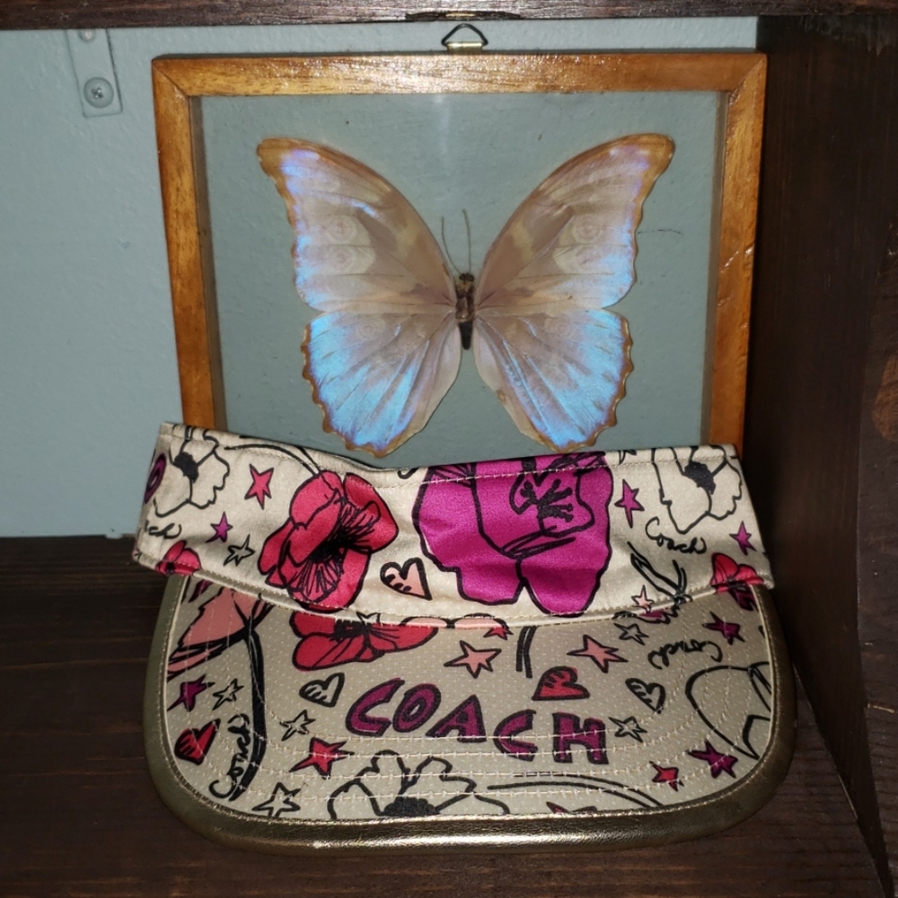 New Coach Poppy Adjustable Floral Sun Visor Cap